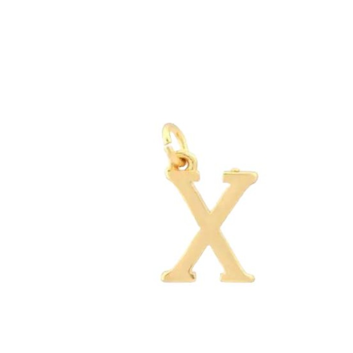 Pandantiv litera X, placat cu aur, dimensiuni 6x10mm, 7x10mm