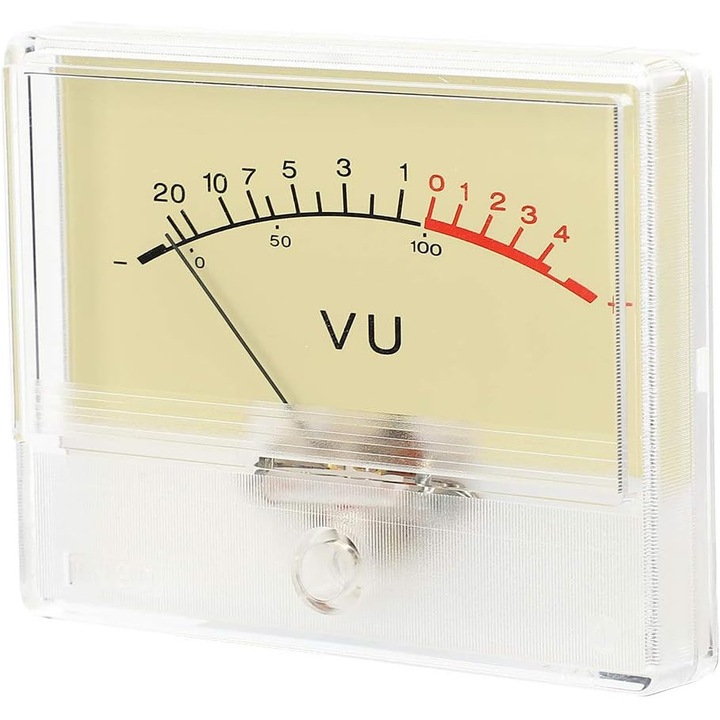 Instrument de masura DB, T-90 VU meter, cu bulb alb, material ABS, pentru studio de inregistrare si audio auto