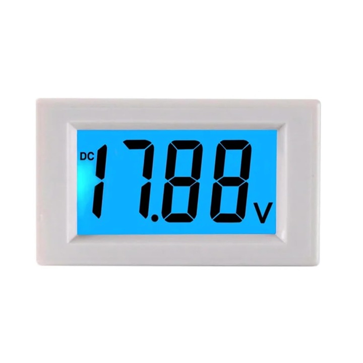 Digitális LCD Voltmérő 12V 24V, D85-131, 70x40x31mm