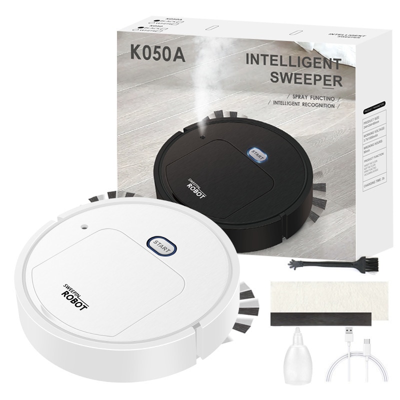 Aparat de curatat multifunctional, robot aspirator, design circular, alb