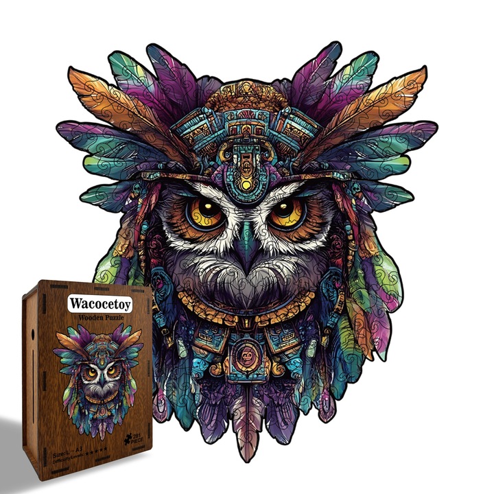 Fajáték, bagoly, szabálytalan forma, 19.5x21.5cm