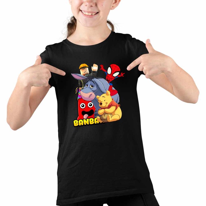 Tricou Copii Fete Banban Paienjenel Winnie Roblox, Fekete