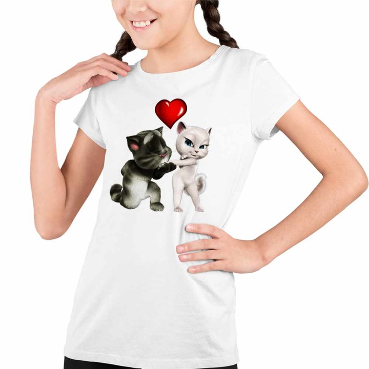 Tricou Copii Fete Talking Tom Angela Love, Fehér