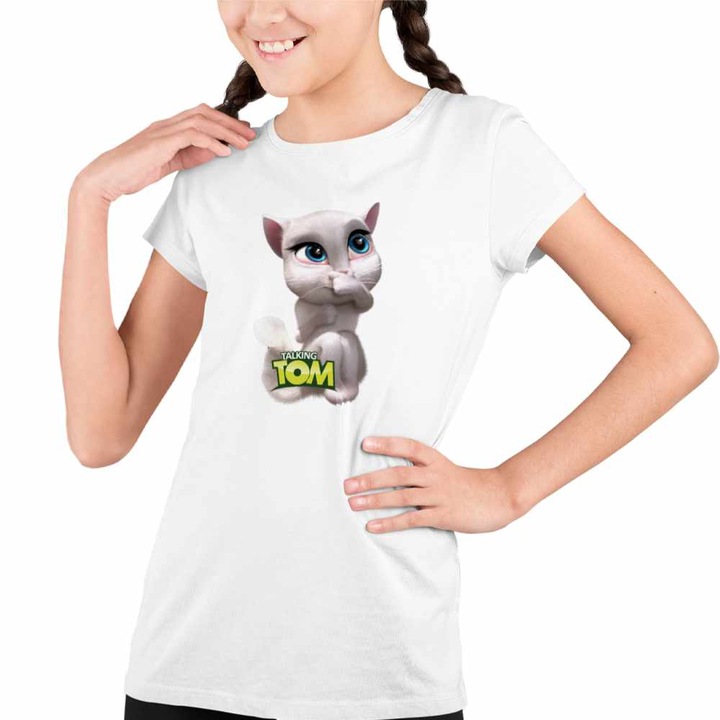 Tricou Copii Fete Angela Talking Tom, Fehér