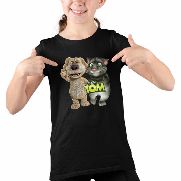 Tricou Copii Fete Ben Talking Tom Best Friends, Fekete