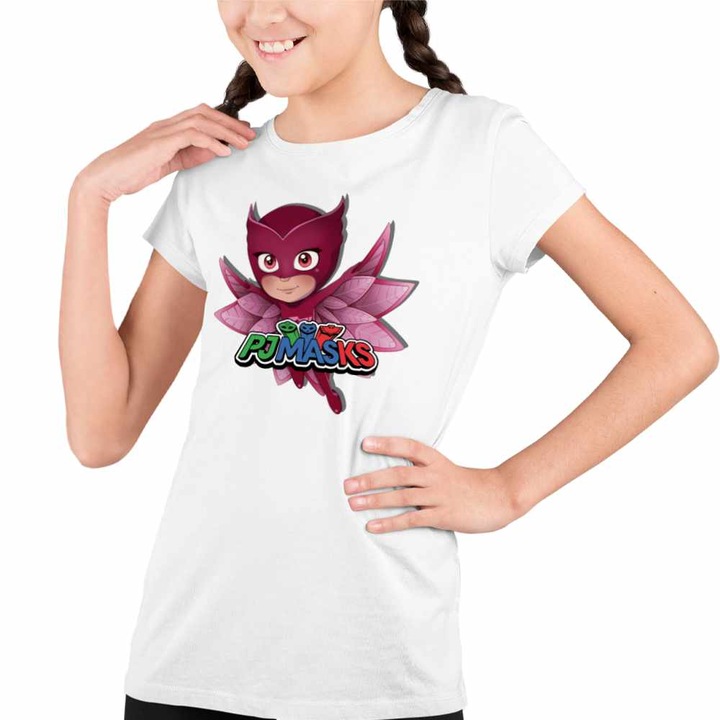 Tricou Copii Fete Pj Masks Owlette Eroi Pijamale, Fehér