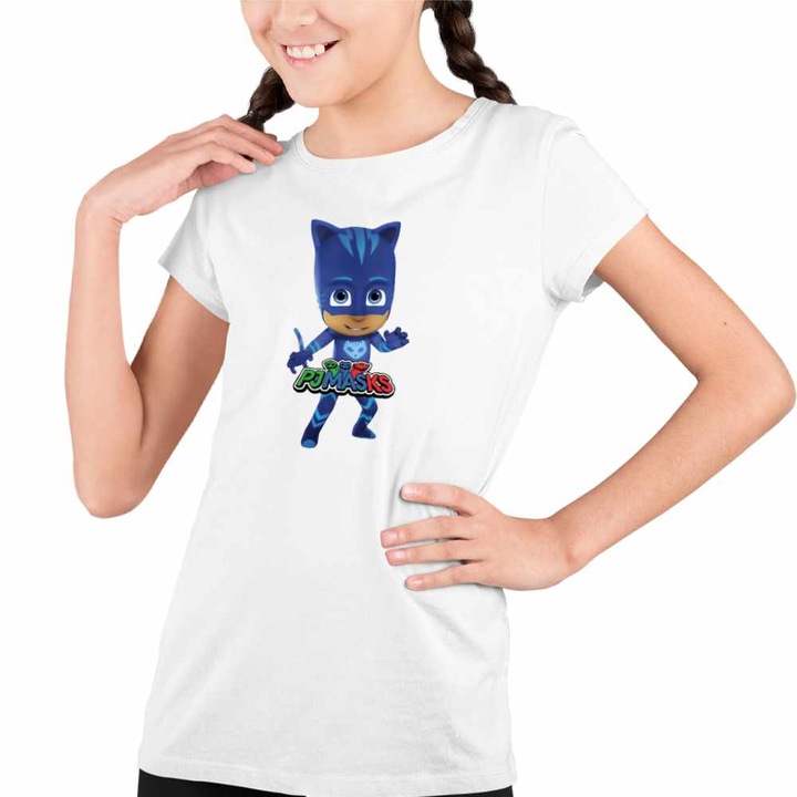 Tricou Copii Fete Pj Masks Catboy Eroii Pijama, Fehér