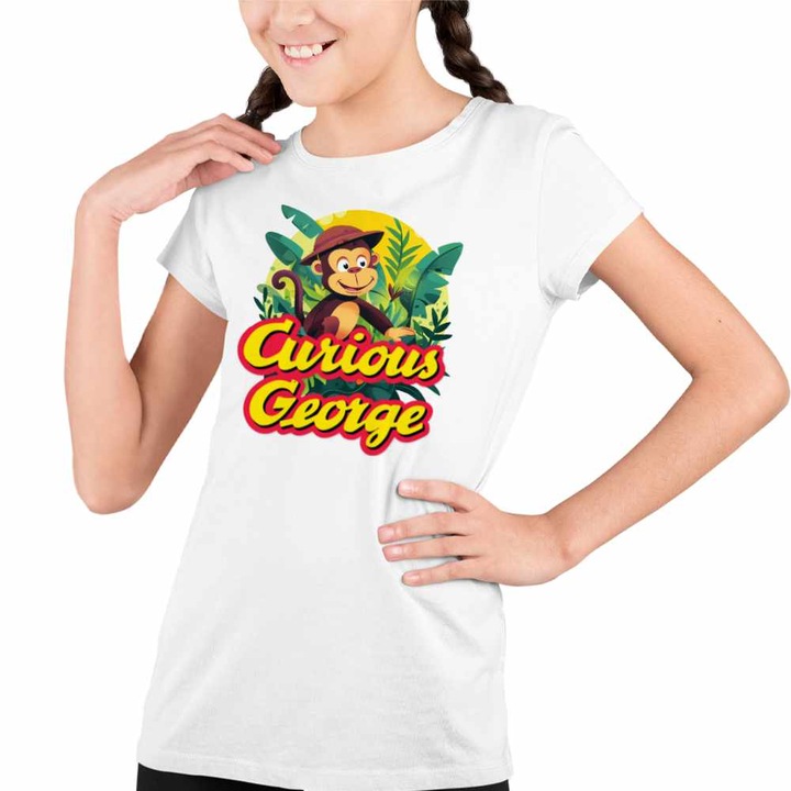 Tricou Copii Fete Curiosul George Jungla Desene Animate, Fehér
