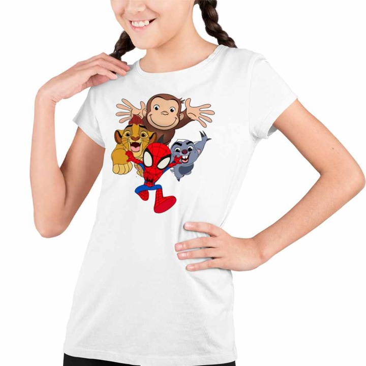 Tricou Copii Fete Curiosul George Garda Felina Zion Spidey, Fehér
