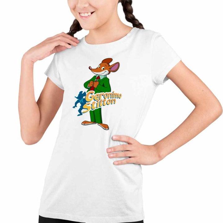 Tricou Copii Fete Geronimo Stilton Desene Animate Ziarist, Fehér