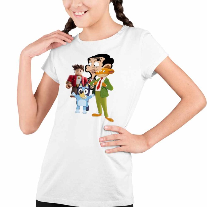 Tricou Copii Fete Geronimo Stilton Mr Bean Bluey Roblox, Fehér