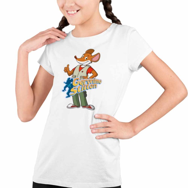 Tricou Copii Fete Geronimo Stilton Aventori Soricel Jurnalist, Fehér