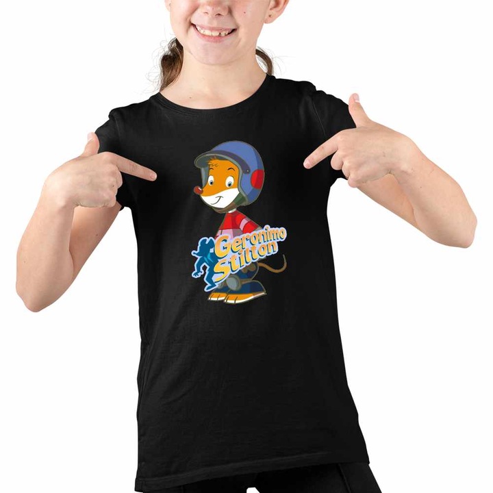 Tricou Copii Fete Benjamin Geronimo Stilton Soricel Istet, Fekete