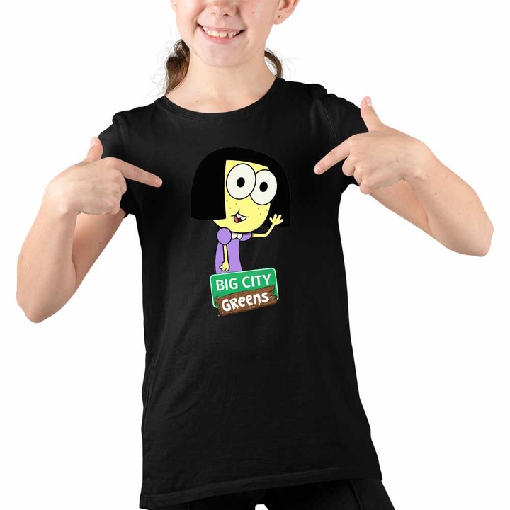 Tricou Copii Fete Tilly Familia Green la Oras, Fekete