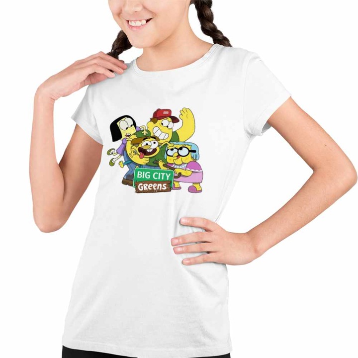 Tricou Copii Fete Familia Green la Oras Desene, Fehér