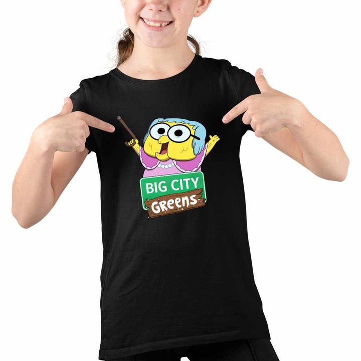 Tricou Copii Fete Familia Green la Oras Bunica, Fekete