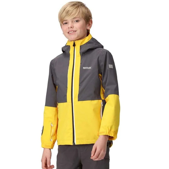 Regatta Hydrate VIII gyerek 3 az 1-ben vízálló kabát, sárga, poliészter, zseblámpával, 176 CM