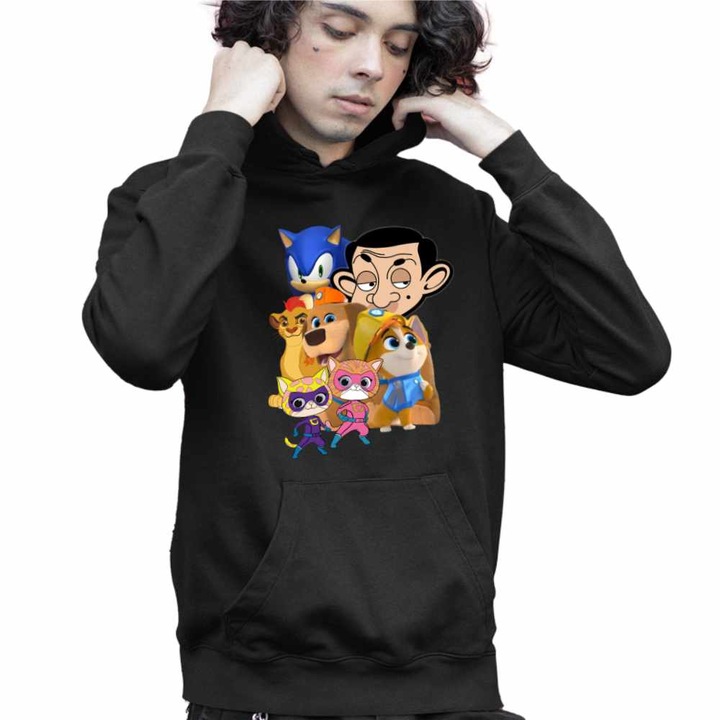 Hanorac Copii Baieti Pupstruction Sonic Catelusi Constructori Mr Bean Super Pisicute Garda Felina Kion, Negru
