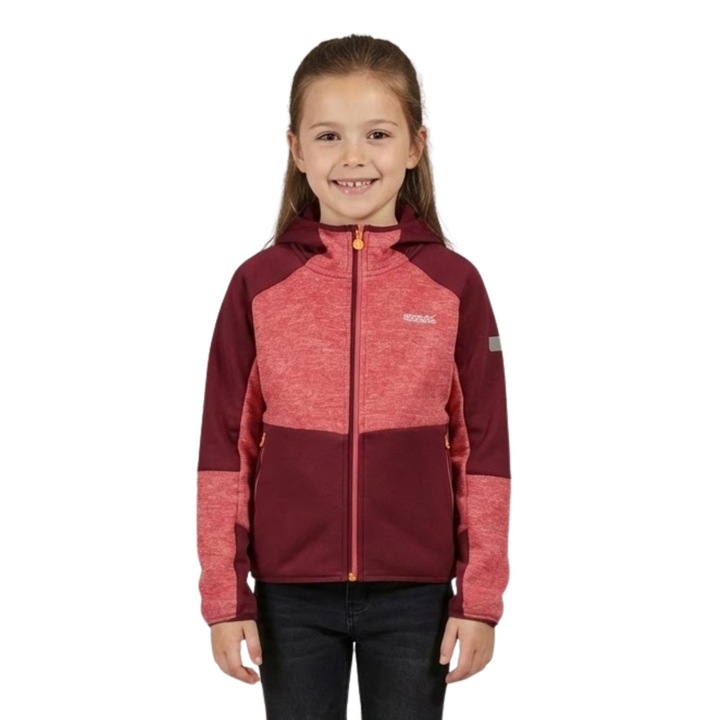 Regatta Dissolver VII gyermek kapucnis pulóver, piros, poliészter-viszkóz-elasztán