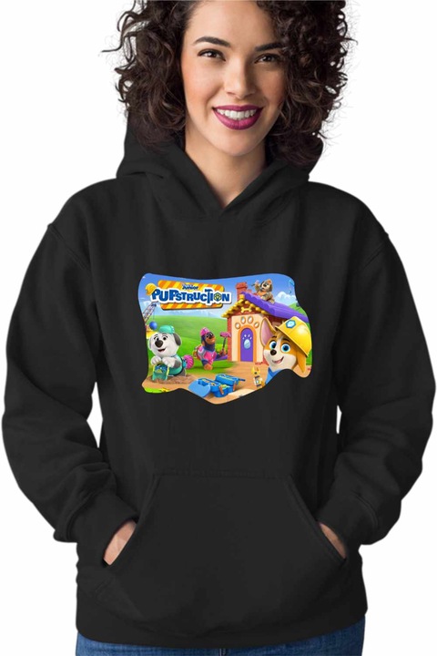 Hanorac Femei Pupstruction Action Catelusi Constructori, Negru