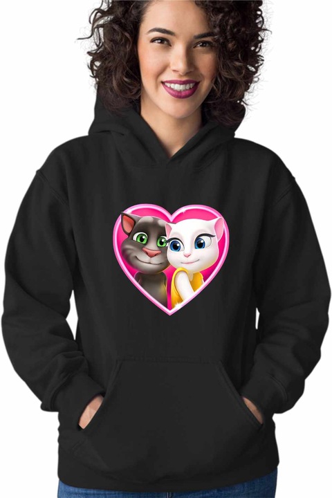 Hanorac Femei My Talking Tom Angela Love Valentines Day CoolTrend, negru, marime S