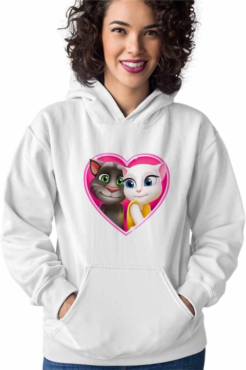 Hanorac Femei My Talking Tom Angela Love Valentines Day CoolTrend, alb, marime S