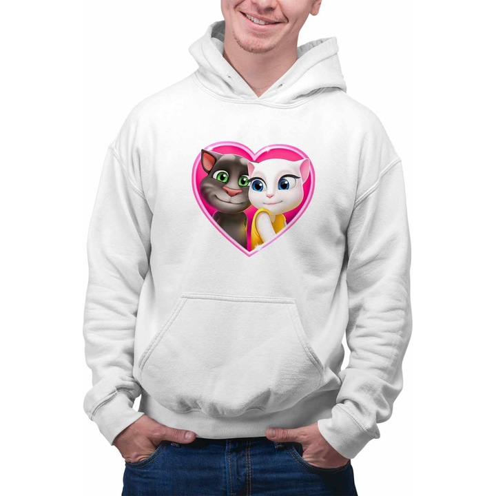 Hanorac Barbati My Talking Tom Angela Love Valentines Day CoolTrend, alb, marime S