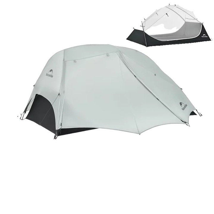 Cort camping, ultralight, impermeabil, gri, 220x245x110cm, pentru 2 persoane