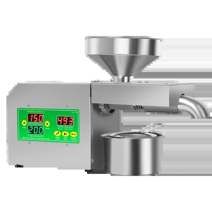 Преса за олио, компактен дизайн, интелигентен контрол на температурата, малки размери, неръждаема стомана