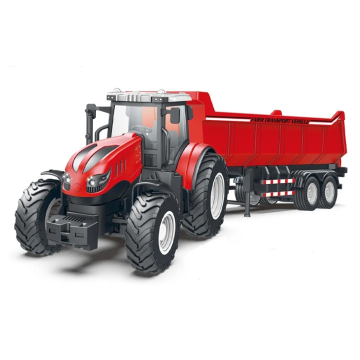 IQ Toys Traktor Utánfutóval, 50cm, Fényekkel és Hangokkal, 1:14 Méretarány, Interaktív Játék Gyermekeknek 3 éves kortól