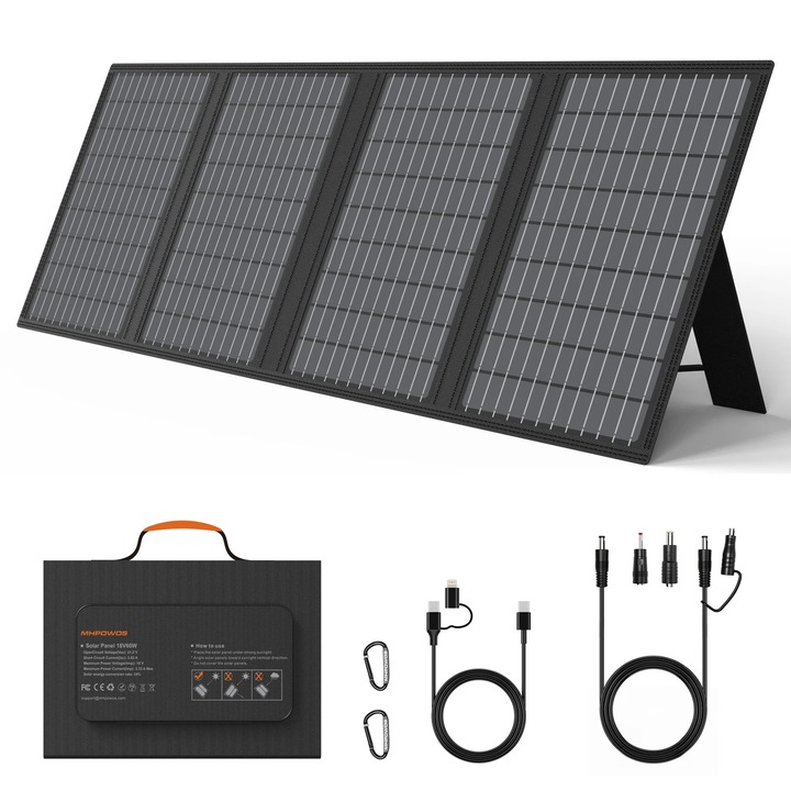 Panou solar 60W, design portabil, 101.6x35.5x0.5cm, greutate 2KG, multiple porturi de incarcare