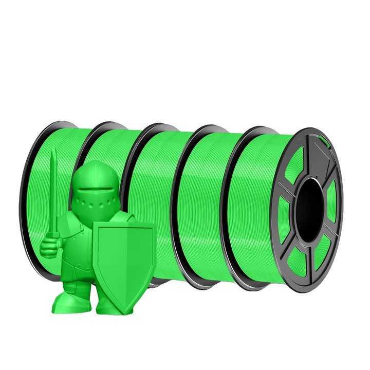 Filament 3D, PETG, zöld, 1.75mm, 5 tekercses készlet