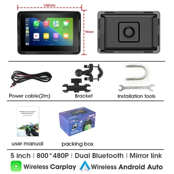 Camera auto DVR, 5 inch, rezolutie 1280x720, suport micro SD pana la 128GB, design waterproof, set 64G
