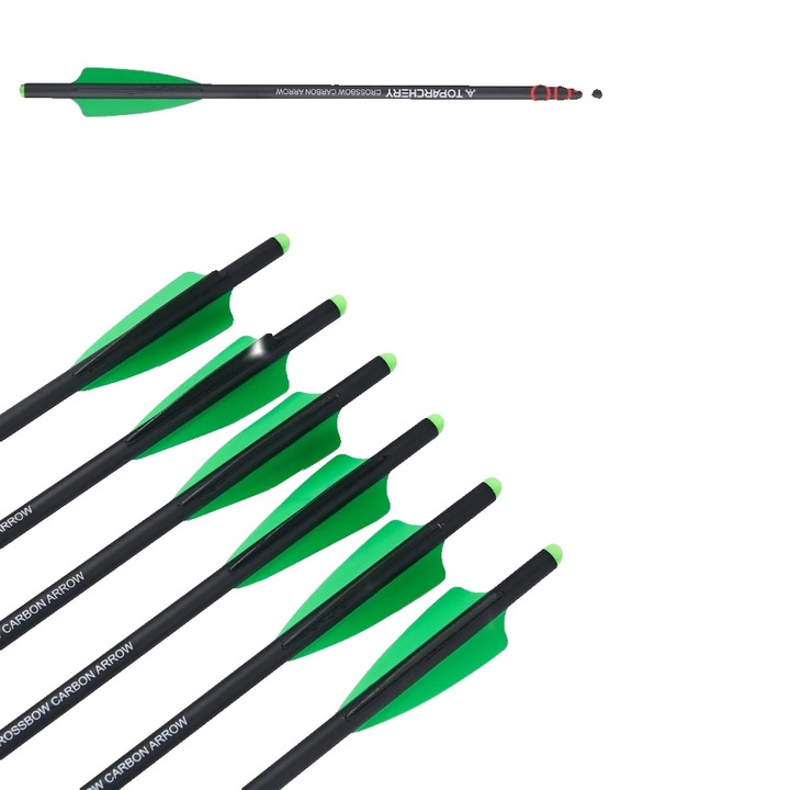 Sageti de arbaleta, 36 bucati, 16 inch, carbon mixt, verde