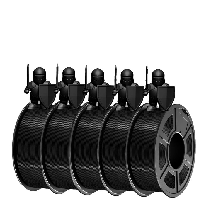 Filament 3D, PETG, 1.75mm, negru, set 5 role