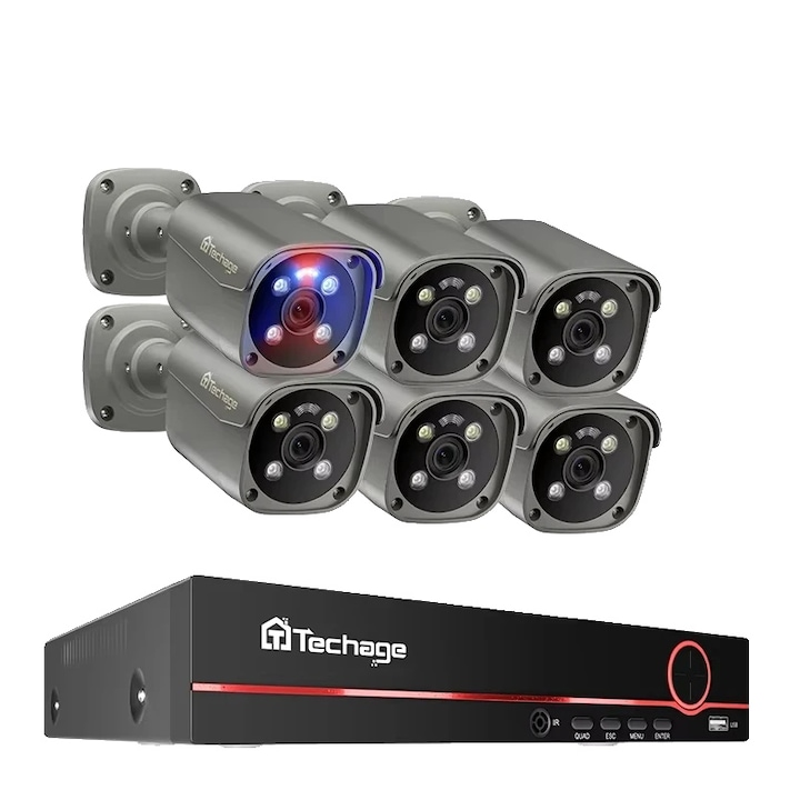 Sistem supraveghere 4 camere dome 5MP H.265+ multicolor 7x2.6x2.7inch set