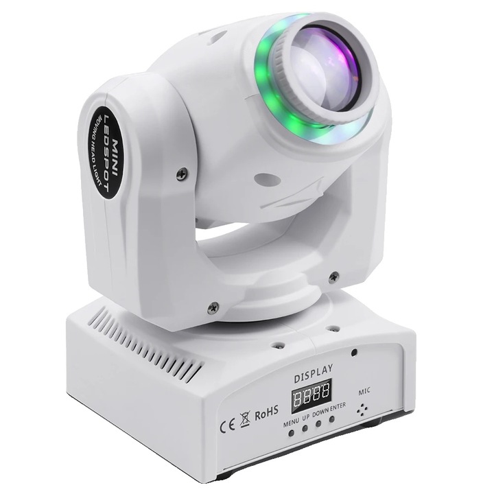 Lumina cu cap mobil, RGB LED, control DMX, alb, priza EU