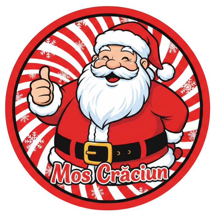 Sticker auto decorativ, abtibild, Mos Craciun, pentru caroserie, geamuri sau clapeta rezervor, v4, 13cm