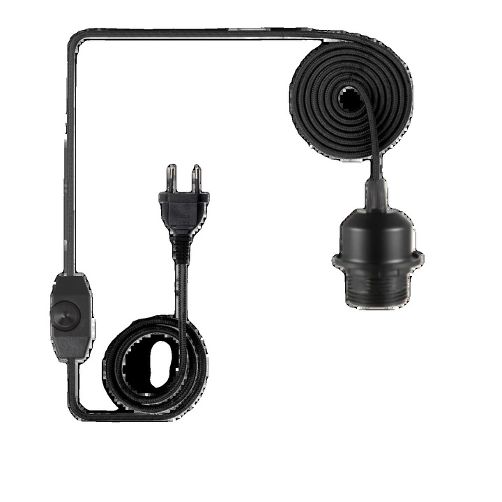 Lustra cu cablu, dimabil, design vintage din sfoara de canepa, set 2 bucati, E27, 90-260V