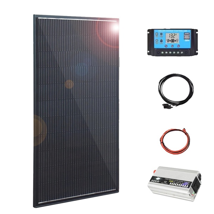 Panou solar, 200w 12v 220v kit, design usor, dimensiuni 1045x550x25mm