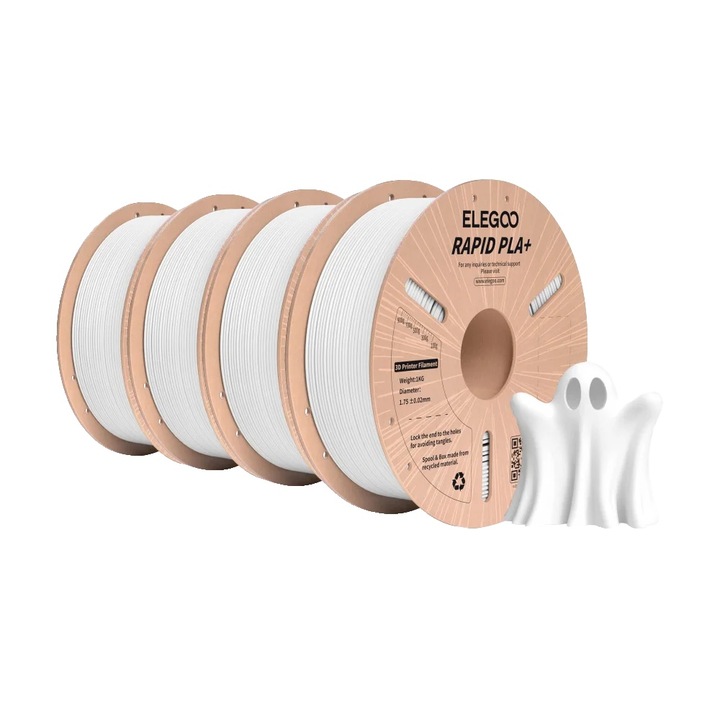 Филамент PLA+, Висока скорост, Подобрена здравина, Бял, 4KG