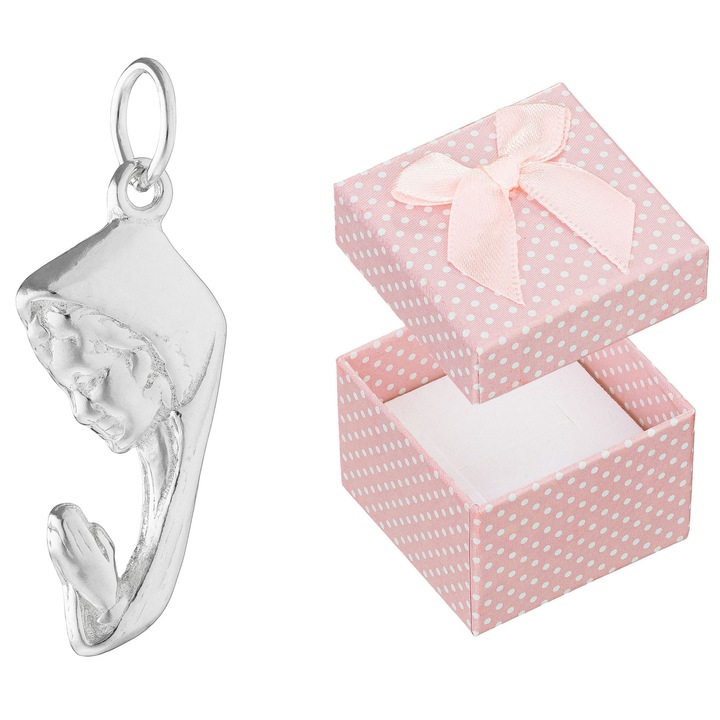 Medalion argintiu, Siju, Maica Domnului, 3x2cm