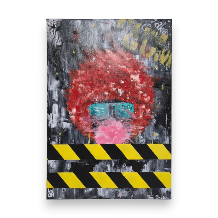 GUMGUM – Tablou Pop-Art contemporan pictat manual | Arta urbana originala | Acrilic & spray pe panza | 50×70 cm