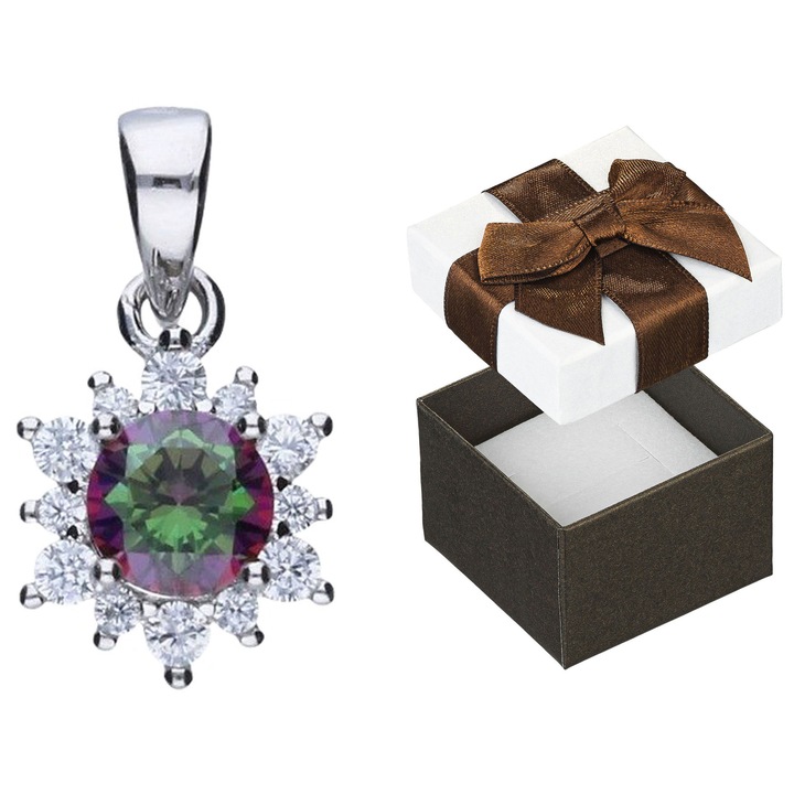 Pandantiv dama, Siju, cu zirconii, argintiu