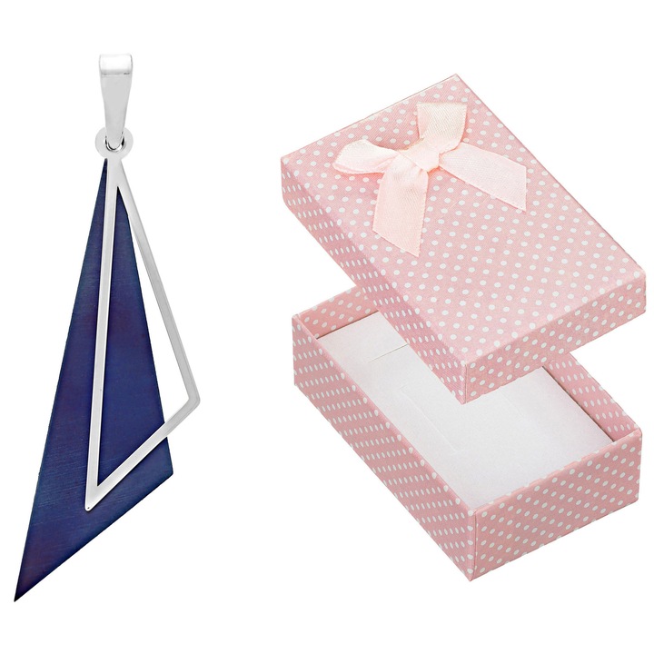 Pandantiv triunghiular cu titan, Siju, albastru/argintiu