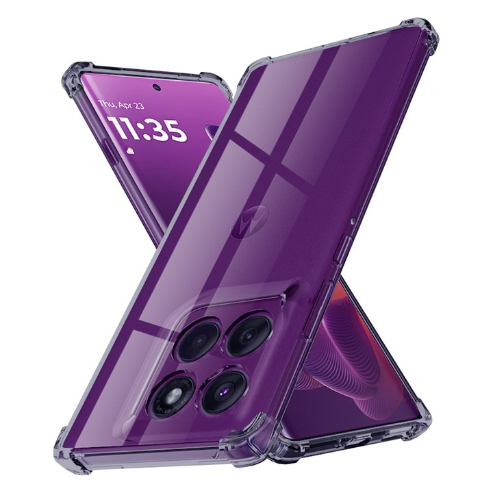 Husa Clear Anti-Soc pentru Motorola Edge 60 Pro, Protectie Colturi AirBag, Rezisntenta Socuri si Zgarieturi, Design Slim, Anti-Ingalbenire, Fumuriu