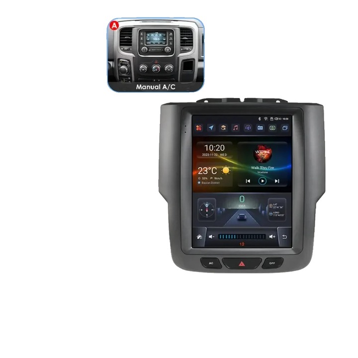 Radio auto multimedia S2 A, 9.7 inch, 50W x 4, suport 128GB, set compatibil cu Dodge RAM 1500 2500 3500 (2005-2023)