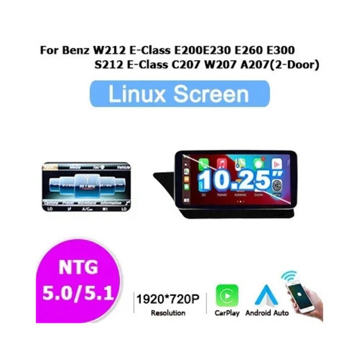 Radio auto, touchscreen, compatibil cu Benz E-Class 2009-2016, 10.25", 12.3", 1920x720P,