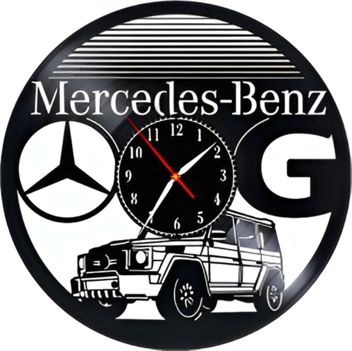 Ceas Decorativ G-Wagon (G-Class), Realizat din Vinil, Decoratiune Auto Tematica, Ideal pentru Birou / Garaj / Camera Baietilor-30 x30 cm