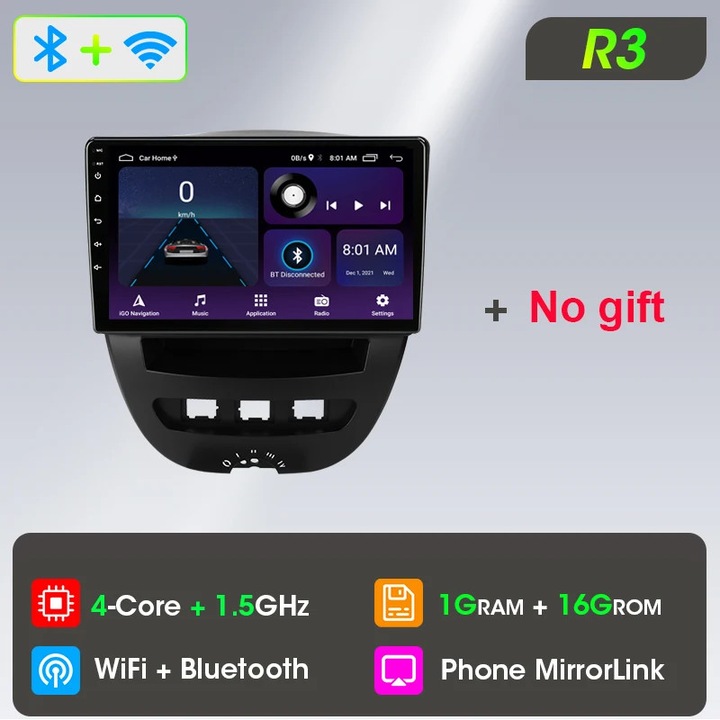 Player multimedia auto, touchscreen, rezolutie inalta, 24x20x12cm, multicolor